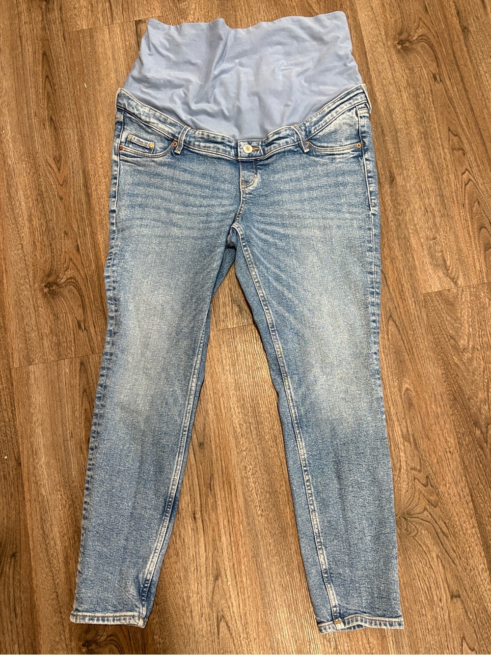 H&M Light Blue Mama Maternity Jeans with Full Stretch Panel Large Skinny